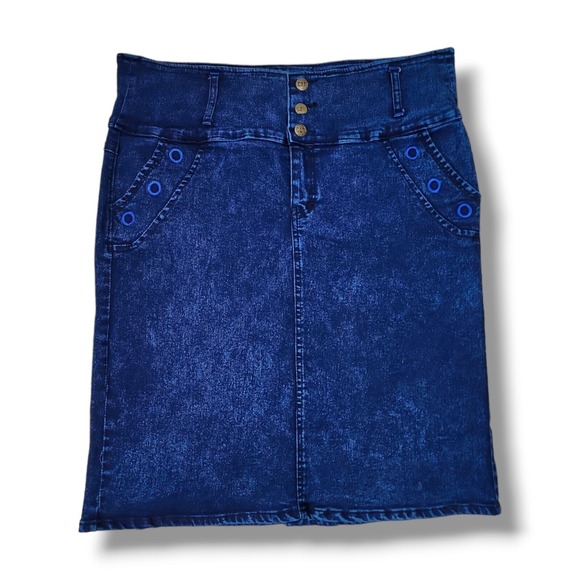 CAT Caterpillar Ladies Blue Stretch Denim Straight Skirt Women's Size 38 (2X) - Picture 1 of 10